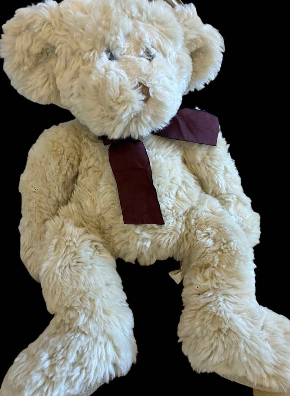 Russ JACKSON SHAGGY CREAM WHITE TEDDY BEAR Bombay Stores STUFFED PLUSH TOY Cute